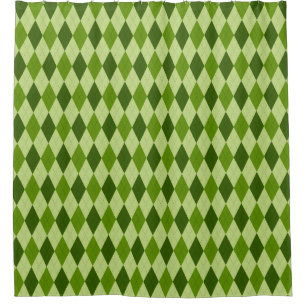Cortina De Ducha Diamante clásico de Argyle revestido en verde clar