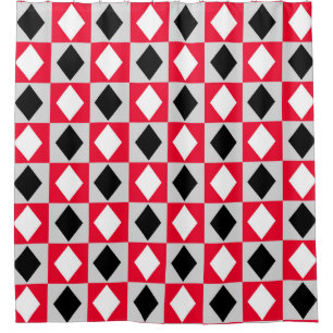 Cortina De Ducha Diamante de rhombus blanco rojo