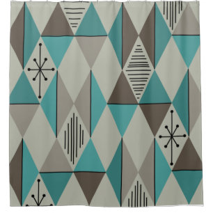 Cortina De Ducha Diamantes de arte atómico Gris turquesa