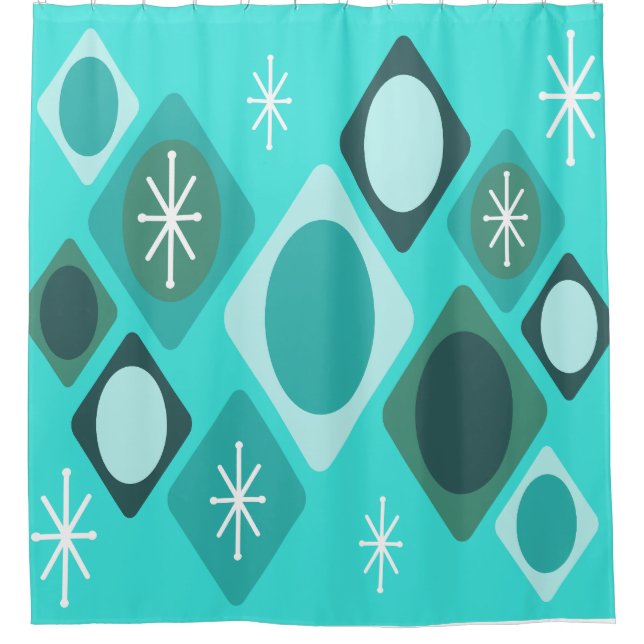 Cortina De Ducha Diamantes Ovalan Starburst Turquoise (Anverso)