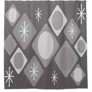 Cortina De Ducha Diamantes Ovalan Starbursts Gris Oscuro