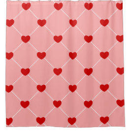 Cortina De Ducha días de San Valentín retro puntos corazones rosa r