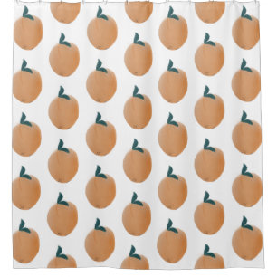 Cortina De Ducha Dibujo a mano de fruta naranja melocotón lindo