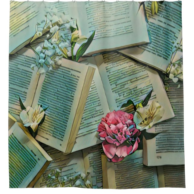 Cortina De Ducha Dibujo de amante de libros (Anverso)