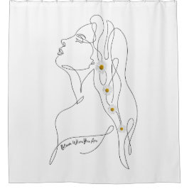 Cortina De Ducha Dibujo de arte de línea de mujer - Bloom donde est