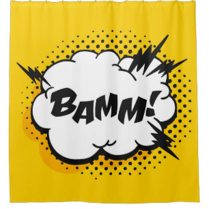 Cortina De Ducha Dibujo de burbuja de discursos de arte pop con tex