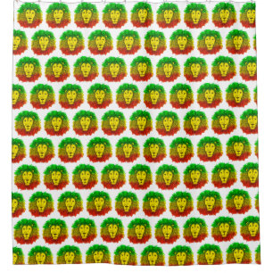 Cortina De Ducha Dibujo de cabeza de león Rasta rojo amarillo verde