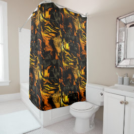 Cortina De Ducha Dibujo de mosaico abstracto, dorado y quemado muy 