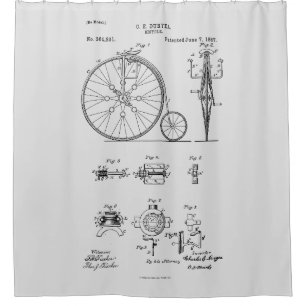 Cortina De Ducha Dibujo de Patentes Penny Farthing de la Bicicleta