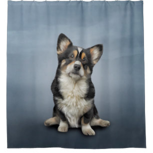 Cortina De Ducha Dibujo de perro galés Corgi negro