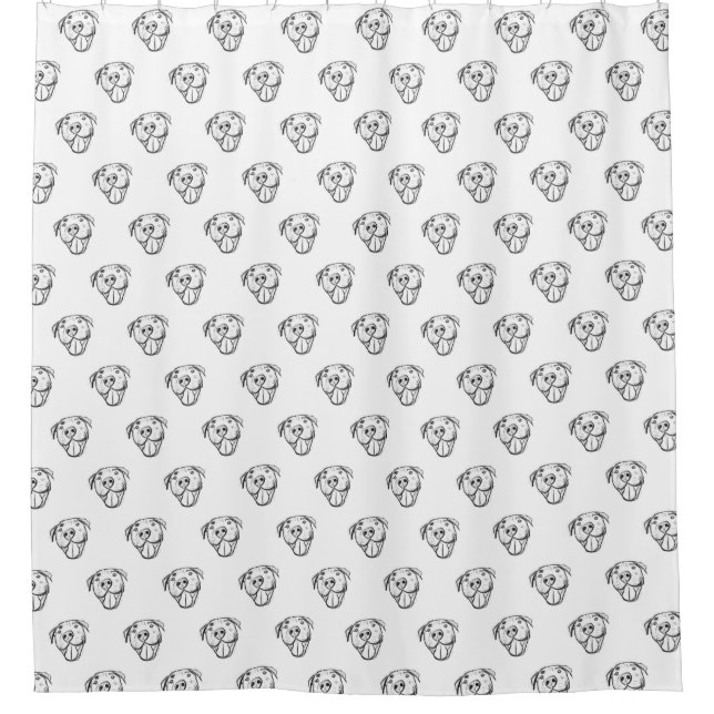 Cortina De Ducha dibujo de pitbull simple amantes de perros blanco  (Anverso)