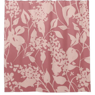 Cortina De Ducha Dibujo floral sencillo. Silhouettes de lila florec