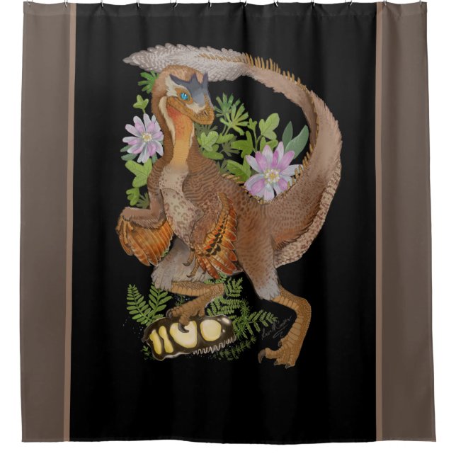 Cortina De Ducha Dinosaur Raptor Jungle Art (Anverso)