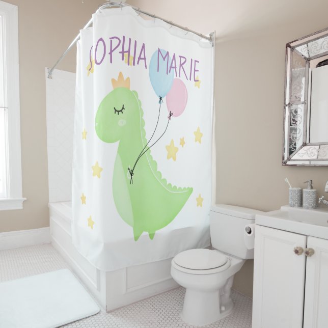 Cortina De Ducha Dinosaurio con globos (In situ)