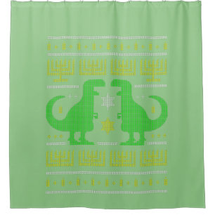 Cortina De Ducha dinosaurio verde hanukkah suéter feo