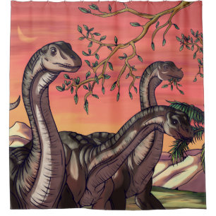 Cortina De Ducha Dinosaurios al anochecer