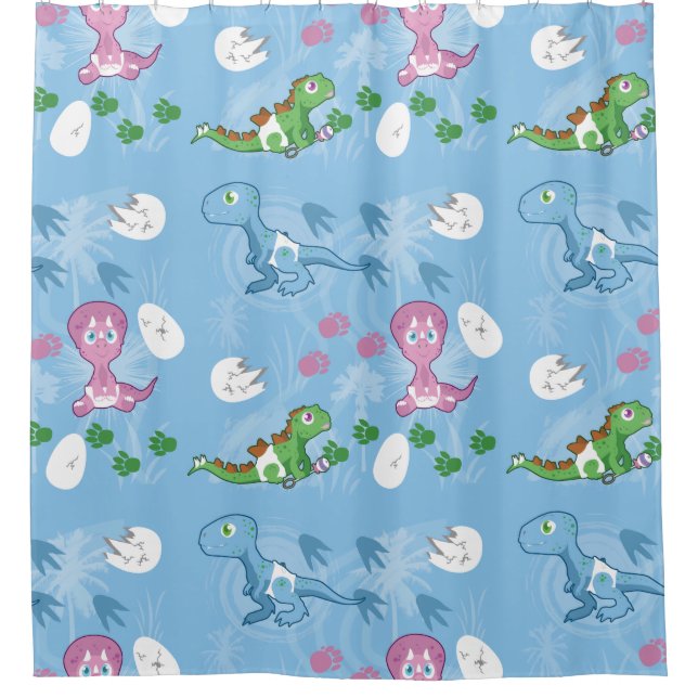 Cortina De Ducha Dinosaurios Bebés (Anverso)