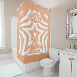 Cortina De Ducha Dios Es Amor Estrella Cálida Durazno y Naranja: Fe