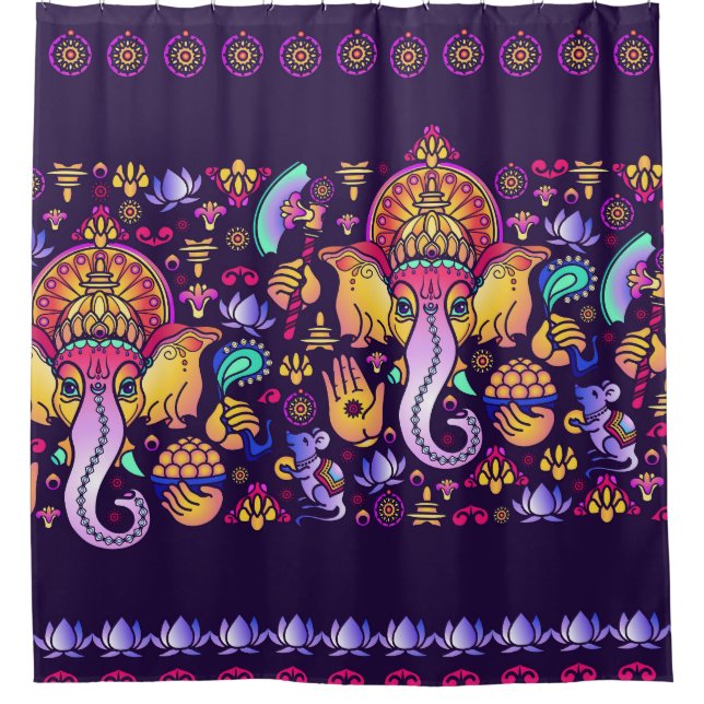Cortina De Ducha Dios hindú de Ganesh: La Seamless festiva (Anverso)