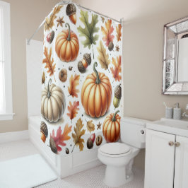 Cortina de ducha diseñada para otoño con calabaza