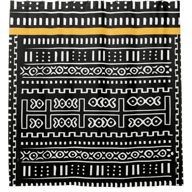 Cortina De Ducha Diseñador Mudcloth (Anverso)