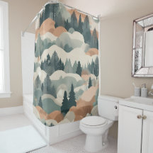 Diseño abstracto de árboles y montañas