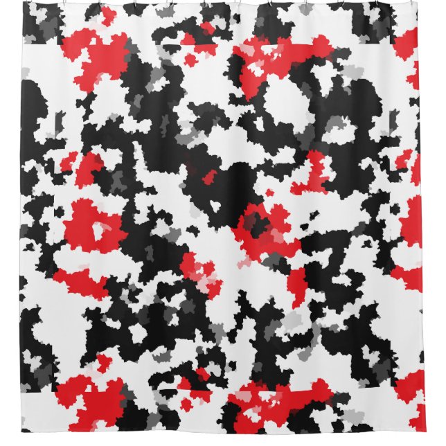 Cortina De Ducha Diseño abstracto de irregularidad blanca y roja (Anverso)