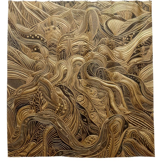 Cortina De Ducha Diseño abstracto de oro dimensional (Anverso)