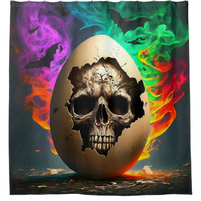 Cortina De Ducha Diseño artsy Skull (Anverso)