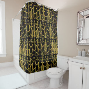 Cortina De Ducha Diseño asombroso del art déco del Negro-Oro