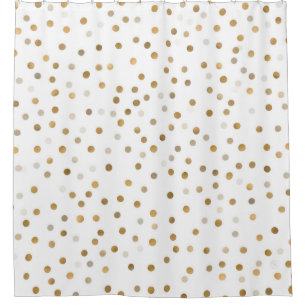 Cortina De Ducha Diseño blanco confetti con el dorado crudo