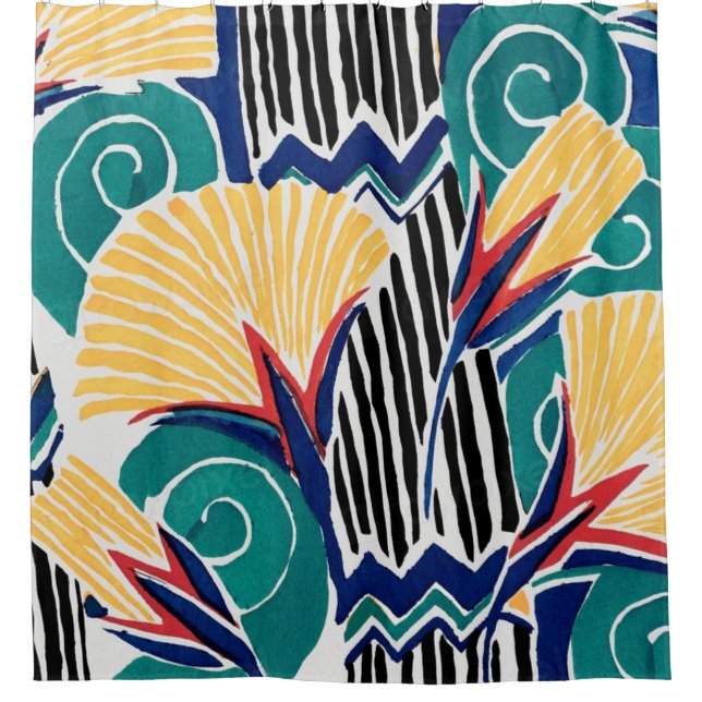 Cortina De Ducha Diseño botánico Art Nouveau (Anverso)