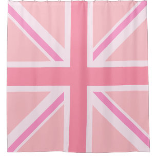 Cortina De Ducha Diseño cuadrado de banderas rosadas/naves