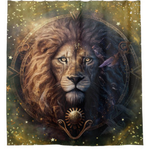 Cortina De Ducha Diseño de acuarela del signo zodiacal Leo