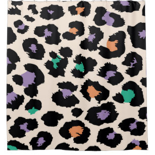 Cortina De Ducha Diseño de animales leopardo coloridos y antecedent