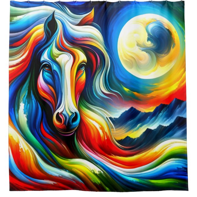 Cortina De Ducha Diseño de caballos (Anverso)