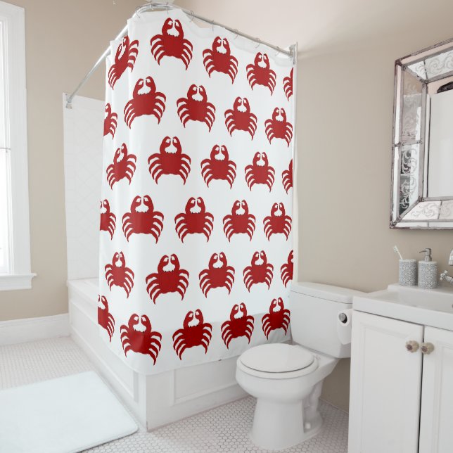 Cortina De Ducha Diseño de cangrejo rojo (In situ)