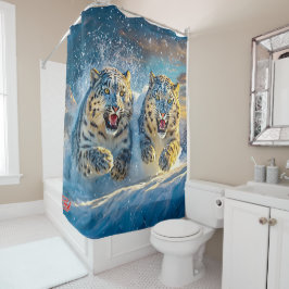 Cortina De Ducha Diseño de Carreras de Leopardos de Nieve por Rich 