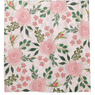 Cortina De Ducha Diseño de contorno de oro para Rosas de color de 