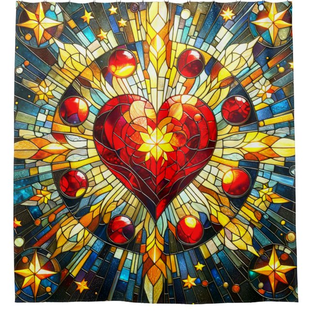 Cortina De Ducha Diseño de corazón (Anverso)