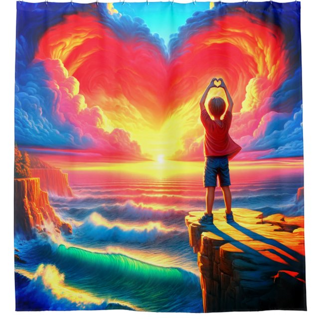 Cortina De Ducha Diseño de corazón (Anverso)