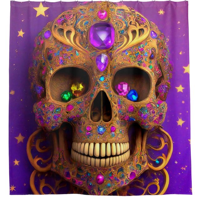Cortina De Ducha Diseño de cráneo (Anverso)