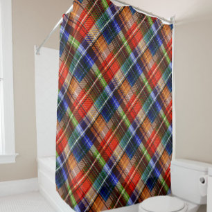 Cortina De Ducha Diseño de Cuadros Escoceses Rojo Azul Verde Amaril