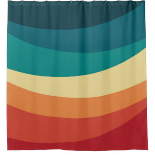 Cortina De Ducha Diseño de curvas de estilo retro coloridas