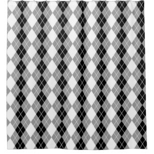 Cortina De Ducha Diseño de Diamante de Color Blanco Negro Gris