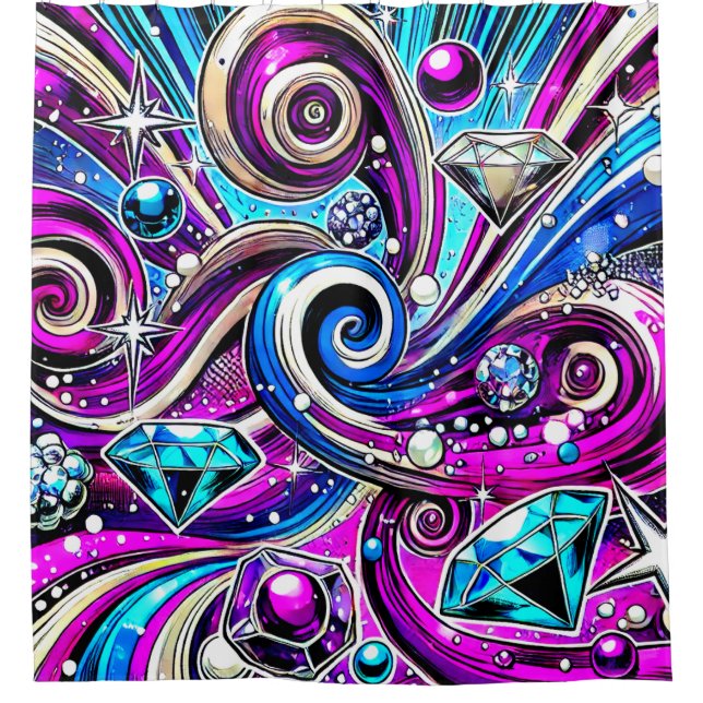 Cortina De Ducha Diseño de diamantes (Anverso)