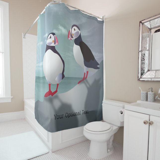 Cortina De Ducha Diseño de dos Puffins (In situ)