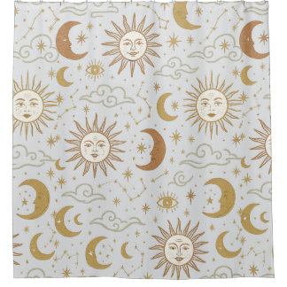 Cortina De Ducha Diseño de estrellas y constelaciones retro de la v