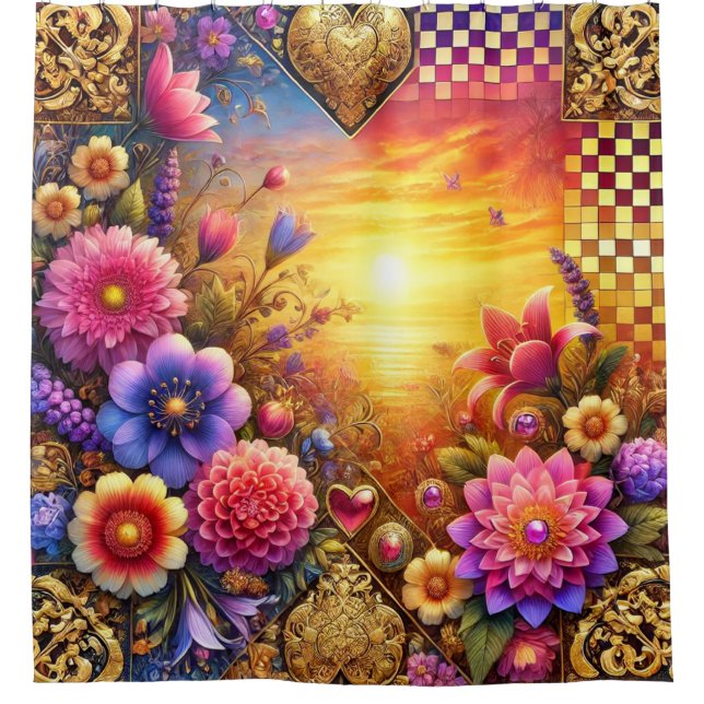 Cortina De Ducha Diseño de flores (Anverso)