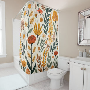 Cortina De Ducha Diseño de Flores Botánicas Boho Plantas 390
